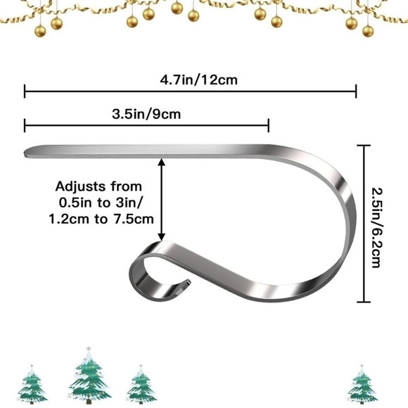 Christmas Stocking Holder Hooks Metal Hanging Hanger Clips for Home 4 Pack - Picture 1 of 5